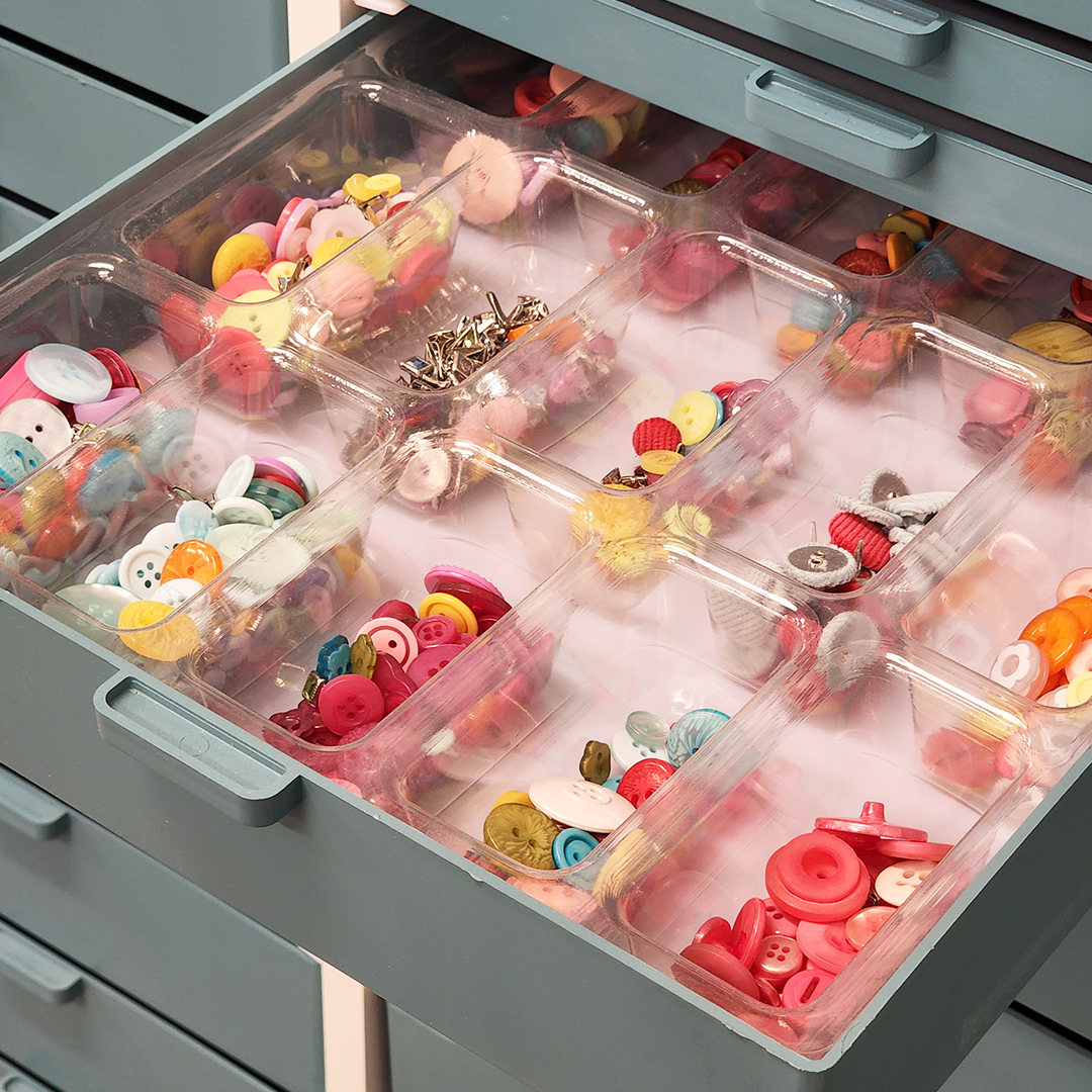 BEST CRAFT ORGANIZER - Accessory Trays work fabulously for storing beads  and gems in your Best Craft Organizer Storage Cabinet! Everything can be  neat and organized all while looking beautiful. #BestCraftOrganizer  #BeadStorage #